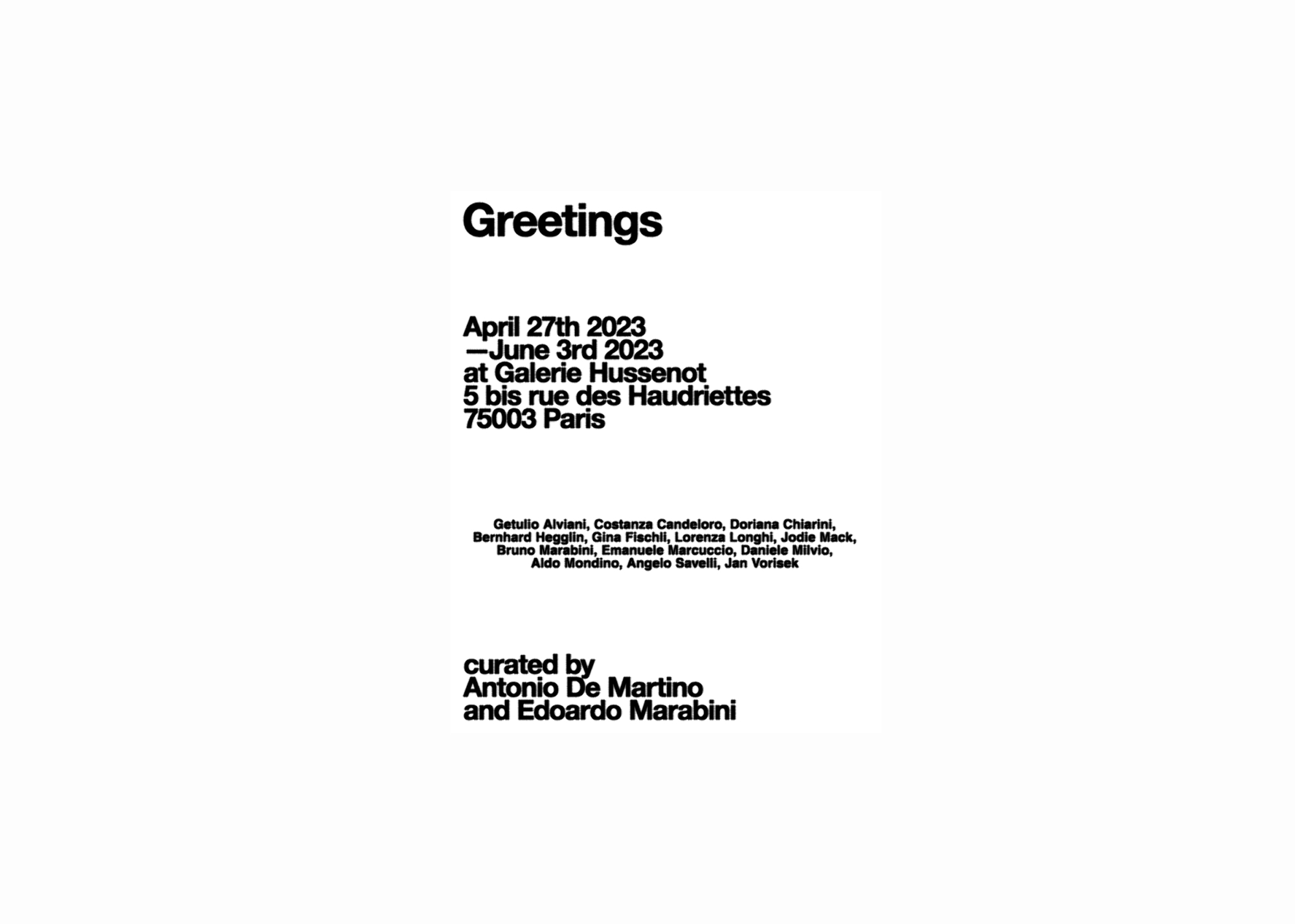 Greetings - Galerie Hussenot